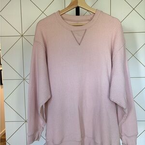 aerie Light Pink Waffle Crew Neck Sweater
